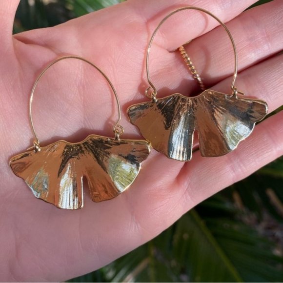 Anthropologie Golden Leaf Earrings - Picture 7 of 7